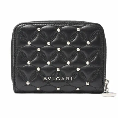 Pre-owned Bvlgari Black Leather Coin Purse/coin Case ()