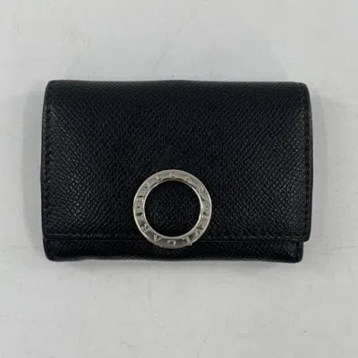 Pre-owned Bvlgari Black Leather Coin Purse/coin Case ()