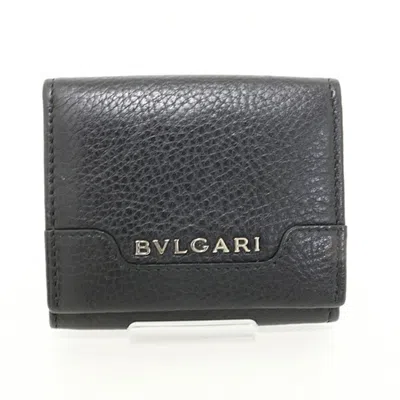Pre-owned Bvlgari Black Leather Coin Purse/coin Case ()