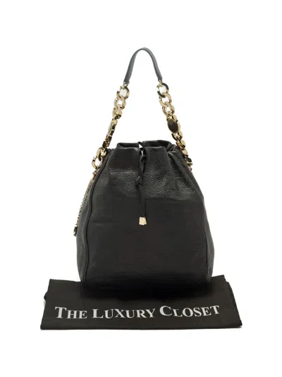 Pre-owned Bvlgari Black Leather Drawstring Bucket Bag