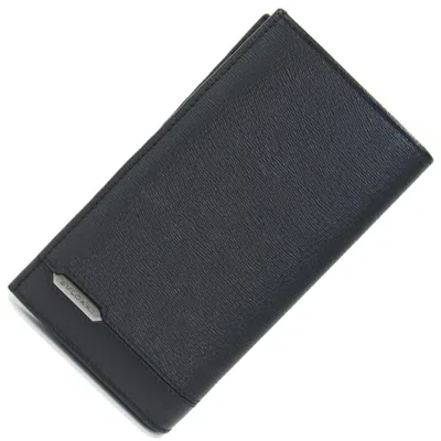 Pre-owned Bvlgari Black Leather Long Bill Wallet (bi-fold) ()
