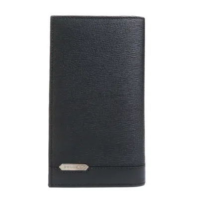 Pre-owned Bvlgari Black Leather Long Bill Wallet (bi-fold) ()