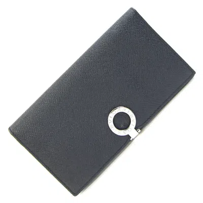 Pre-owned Bvlgari Black Leather Long Bill Wallet (bi-fold) ()