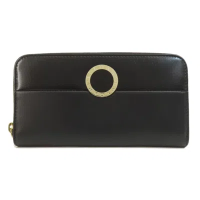 Pre-owned Bvlgari Black Leather Long Wallet (bi-fold) ()