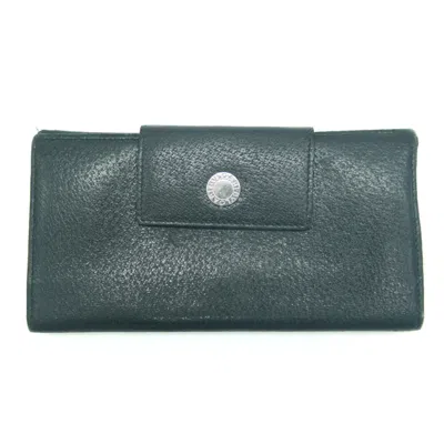 Pre-owned Bvlgari Black Leather Long Wallet (bi-fold) ()