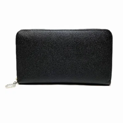 Pre-owned Bvlgari Black Leather Long Wallet (bi-fold) ()