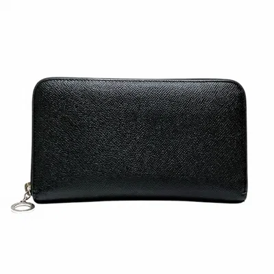 Pre-owned Bvlgari Black Leather Long Wallet (bi-fold) ()
