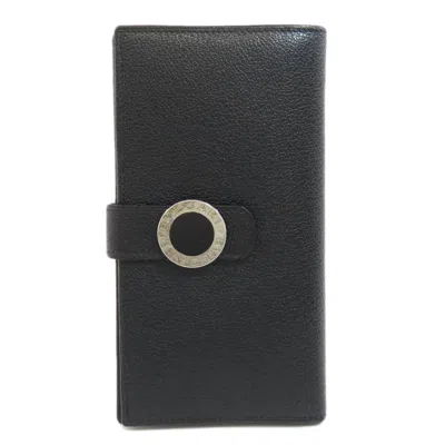 Pre-owned Bvlgari Black Leather Long Wallet (bi-fold) ()