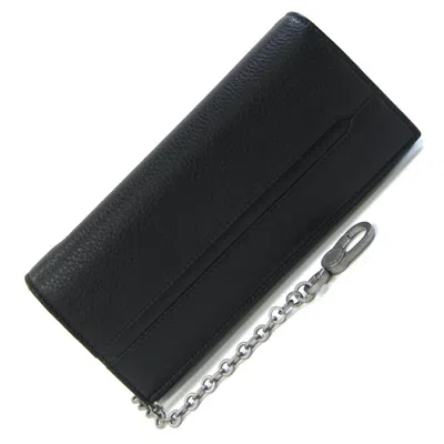 Pre-owned Bvlgari Black Leather Long Wallet (bi-fold) ()