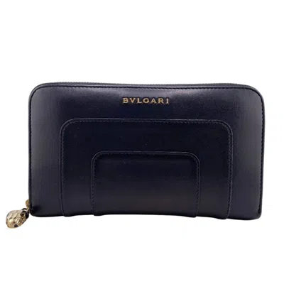 Pre-owned Bvlgari Black Leather Long Wallet (bi-fold) ()