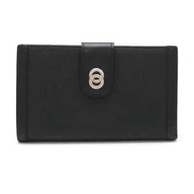 Pre-owned Bvlgari Black Leather Long Wallet (bi-fold) ()