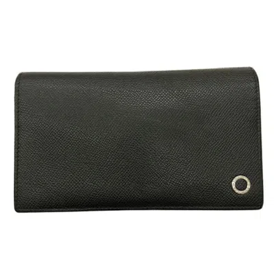 Pre-owned Bvlgari Black Leather Long Wallet (bi-fold) ()