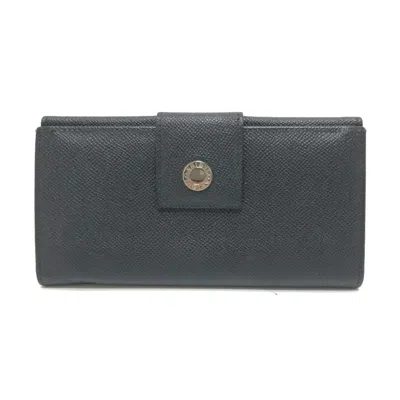 Pre-owned Bvlgari Black Leather Long Wallet (bi-fold) ()