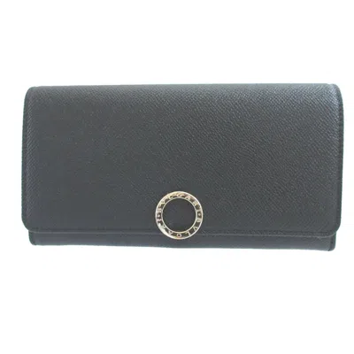 Pre-owned Bvlgari Black Leather Long Wallet (bi-fold) ()