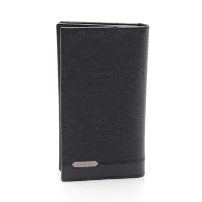Pre-owned Bvlgari Black Leather Long Wallet (bi-fold) ()