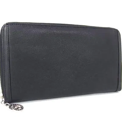 Pre-owned Bvlgari Black Leather Long Wallet (bi-fold) ()