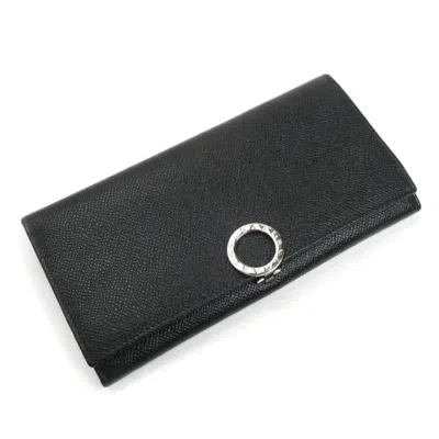 Pre-owned Bvlgari Black Leather Long Wallet (bi-fold) ()
