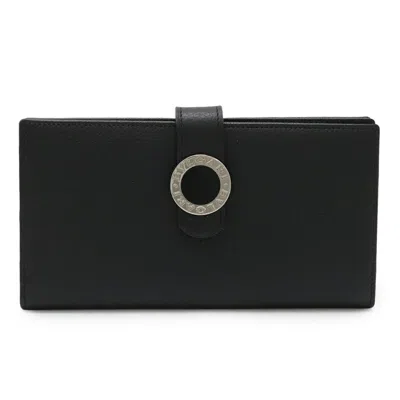 Pre-owned Bvlgari Black Leather Long Wallet (bi-fold) ()