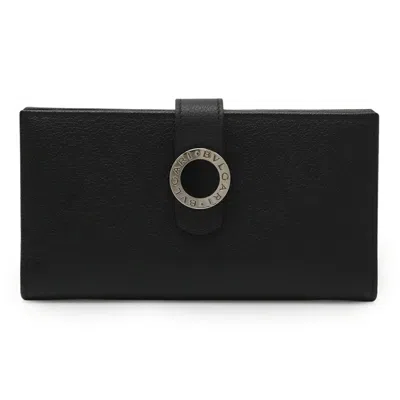 Pre-owned Bvlgari Black Leather Long Wallet (bi-fold) ()