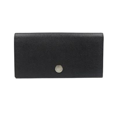 Pre-owned Bvlgari Black Leather Long Wallet (bi-fold) ()