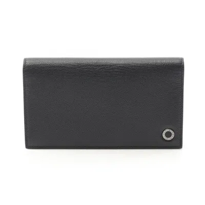 Pre-owned Bvlgari Black Leather Long Wallet (bi-fold) ()
