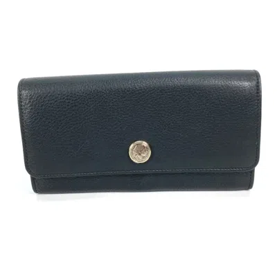Pre-owned Bvlgari Black Leather Long Wallet (bi-fold) ()