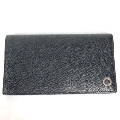 Pre-owned Bvlgari Black Leather Long Wallet (bi-fold) ()