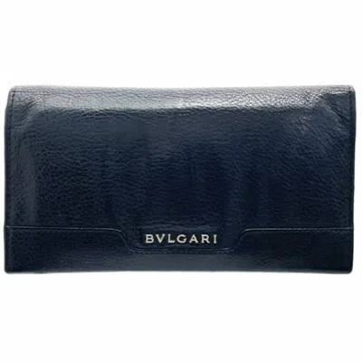Pre-owned Bvlgari Black Leather Long Wallet (bi-fold) ()