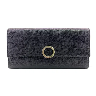 Pre-owned Bvlgari Black Leather Long Wallet (bi-fold) ()