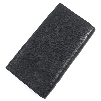 Pre-owned Bvlgari Black Leather Long Wallet (bi-fold) ()