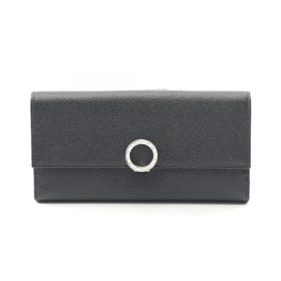 Pre-owned Bvlgari Black Leather Long Wallet (bi-fold) ()
