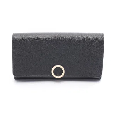 Pre-owned Bvlgari Black Leather Long Wallet (bi-fold) ()