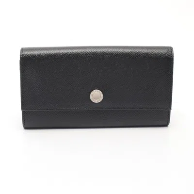 Pre-owned Bvlgari Black Leather Long Wallet (bi-fold) ()