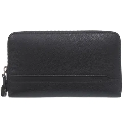 Pre-owned Bvlgari Black Leather Long Wallet (bi-fold) ()