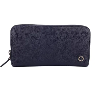 Pre-owned Bvlgari Black Leather Long Wallet (bi-fold) ()