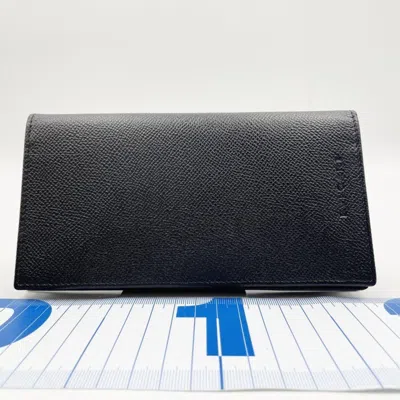Pre-owned Bvlgari Black Leather Long Wallet (bi-fold) ()