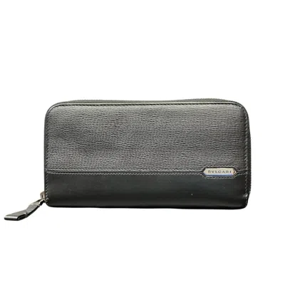 Pre-owned Bvlgari Black Leather Long Wallet (bi-fold) ()