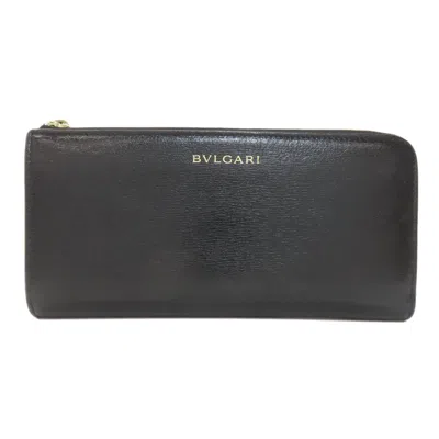 Pre-owned Bvlgari Black Leather Long Wallet (bi-fold) ()