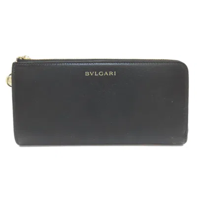 Pre-owned Bvlgari Black Leather Long Wallet (bi-fold) ()