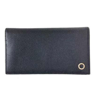 Pre-owned Bvlgari Black Leather Long Wallet (bi-fold) ()