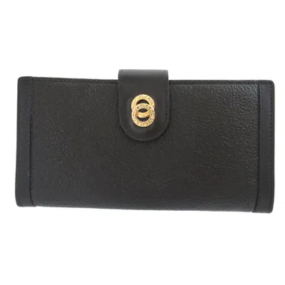 Pre-owned Bvlgari Black Leather Long Wallet (bi-fold) ()