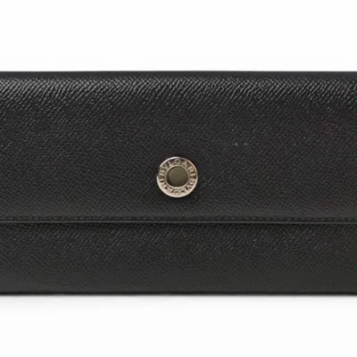 Pre-owned Bvlgari Black Leather Long Wallet (bi-fold) ()
