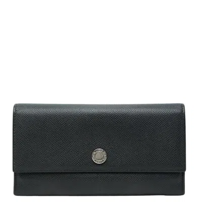 Pre-owned Bvlgari Black Leather Long Wallet (bi-fold) ()