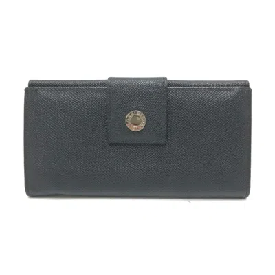 Pre-owned Bvlgari Black Leather Long Wallet (bi-fold) ()