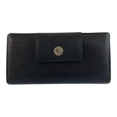 Pre-owned Bvlgari Black Leather Long Wallet (bi-fold) ()