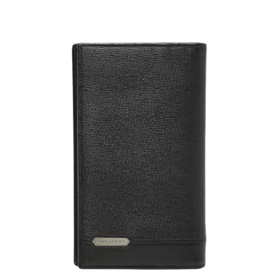 Pre-owned Bvlgari Black Leather Long Wallet (bi-fold) ()
