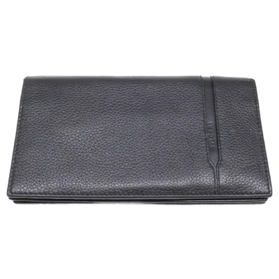 Pre-owned Bvlgari Black Leather Long Wallet (bi-fold) ()