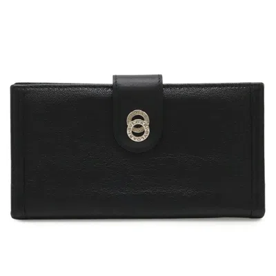 Pre-owned Bvlgari Black Leather Long Wallet (bi-fold) ()