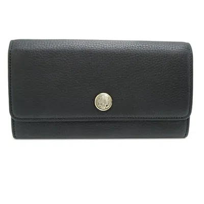 Pre-owned Bvlgari Black Leather Long Wallet (tri-fold) ()