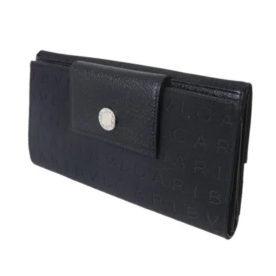 Pre-owned Bvlgari Black Leather Long Wallet (tri-fold) ()